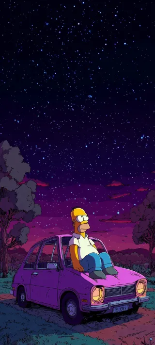 Homer comtemplating the Stars phone wallpaper