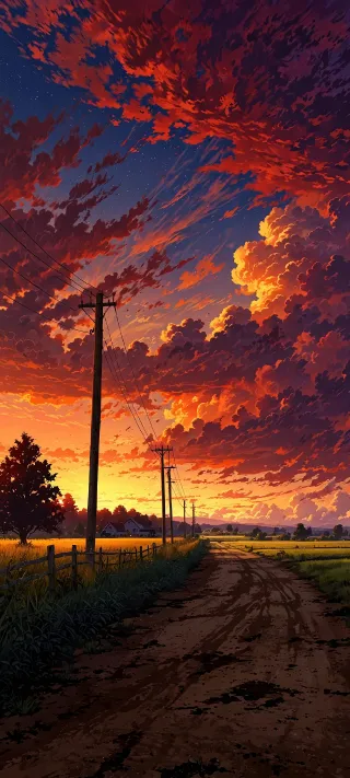 Country Road Sunset phone wallpaper