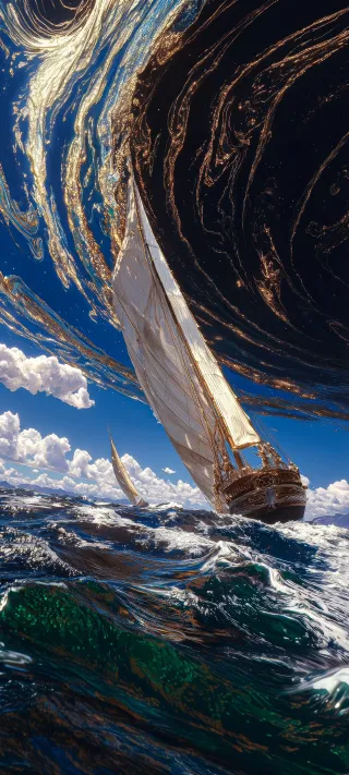 Voyage Through the Celestial Sea phone wallpaper