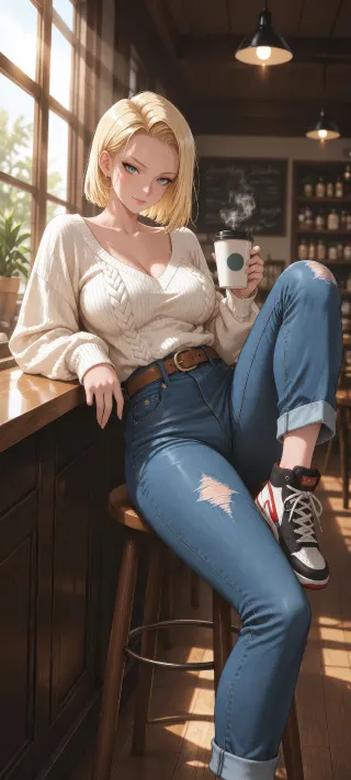 Coffee Break Portrait phone wallpaper
