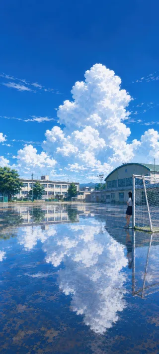 Schoolgirl at the Goal phone wallpaper