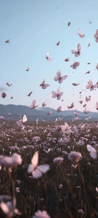 Butterflies Over Wildflowers phone wallpaper