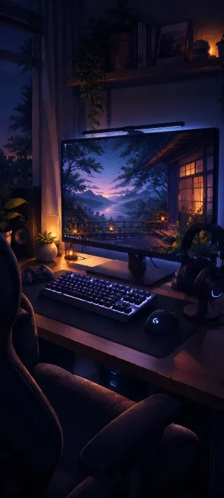 Twilight Gaming Desk phone wallpaper