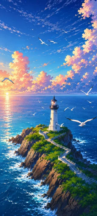 Lighthouse on the Headland phone wallpaper