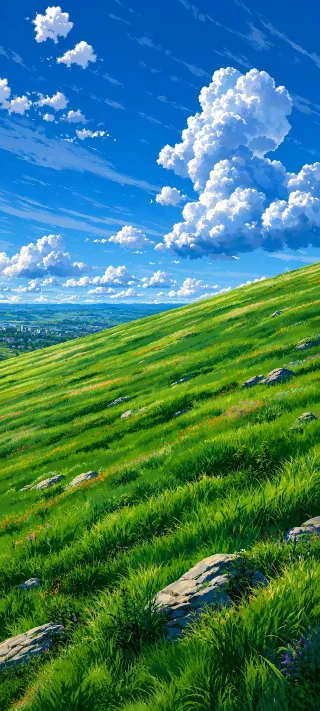 Summer Hillside Study phone wallpaper