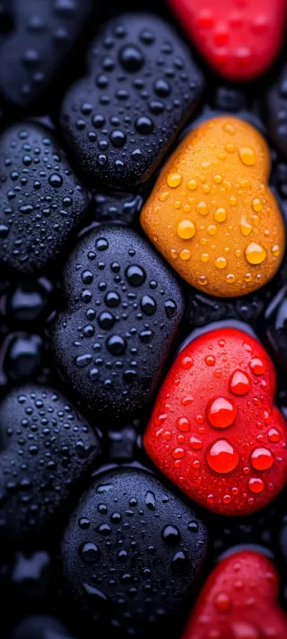 Wet Heart Shaped Pebbles phone wallpaper