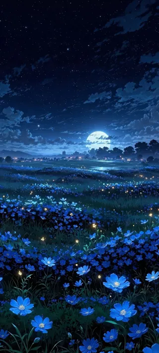 Midnight Serenade in the Flower Valley phone wallpaper