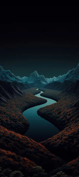 River Through Midnight Valleys phone wallpaper