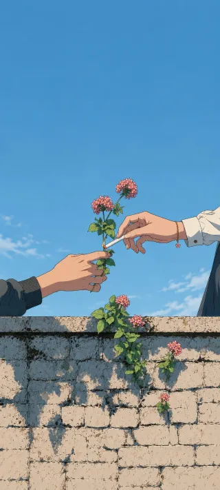 Hands with Clover Blossoms phone wallpaper
