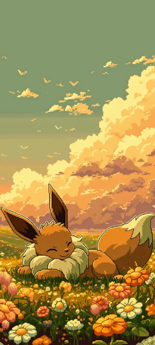 Eevee sunbathing phone wallpaper