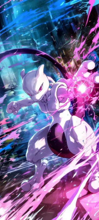 Mewtwo's Psychic Strike phone wallpaper