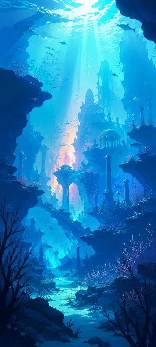 The Sunken Spires of Atlantis phone wallpaper