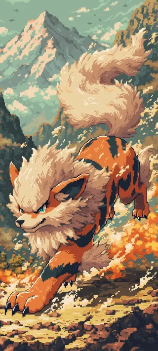 Arcanine in its territory phone wallpaper