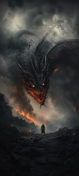 Dragon Above the Wanderer phone wallpaper