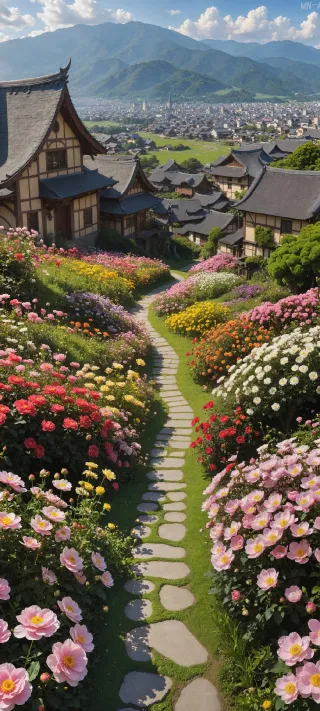 Springtime Serenity in the Mountain Town phone wallpaper