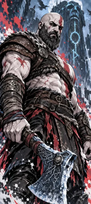 Kratos of Midgard phone wallpaper