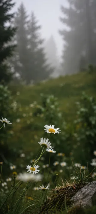 Daisies in the Mist phone wallpaper