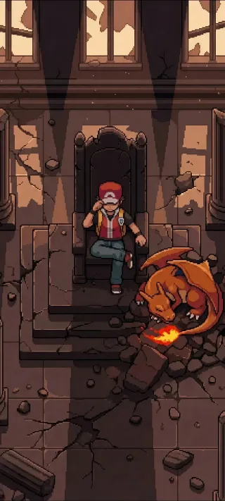 Red and Charizard at Rest phone wallpaper