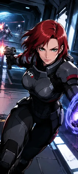 Commander Shepard in N7 Armor phone wallpaper