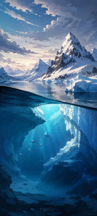 Iceberg Under Mountain Light phone wallpaper