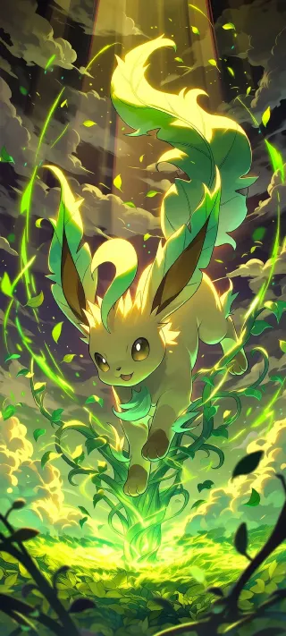 Leafeon in the Sunlit Grove phone wallpaper