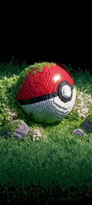 Poké Ball in the Wildflowers phone wallpaper