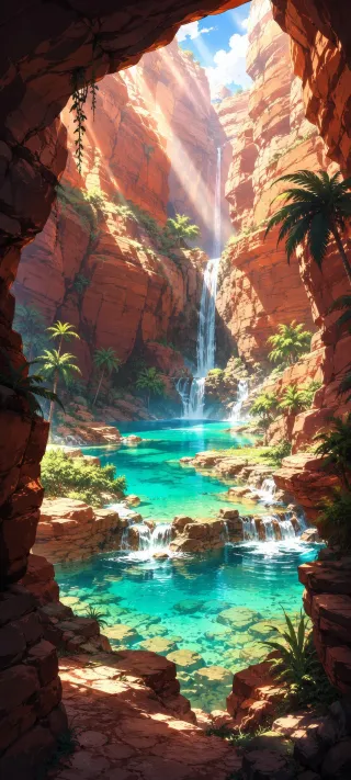 Hidden Desert Cascade phone wallpaper