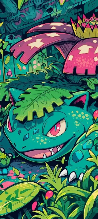 Venusaur in the Canopy phone wallpaper