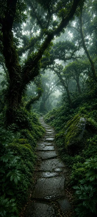Mossy Forest Path phone wallpaper