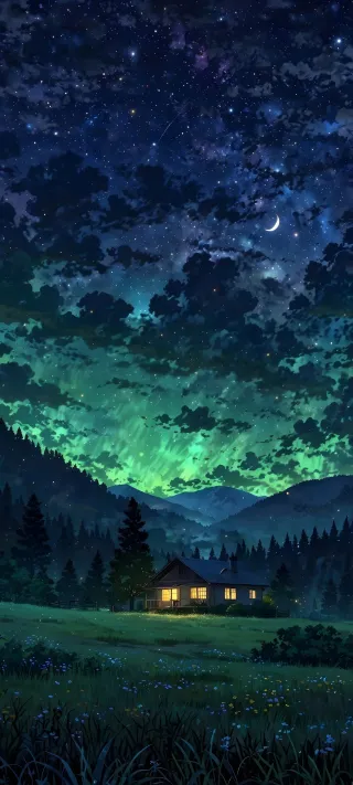 The Lonely Cabin's Glow phone wallpaper