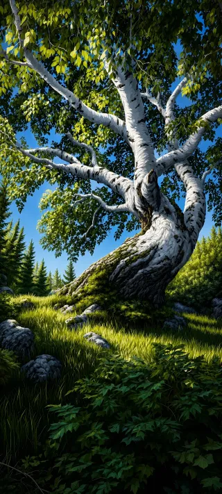 The Ancient Birch phone wallpaper
