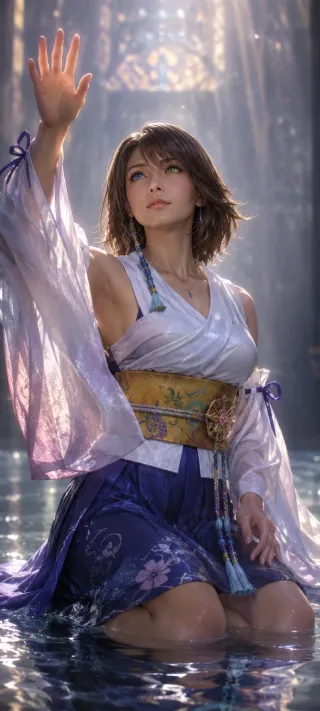 Kneeling in Sunlit Grace phone wallpaper