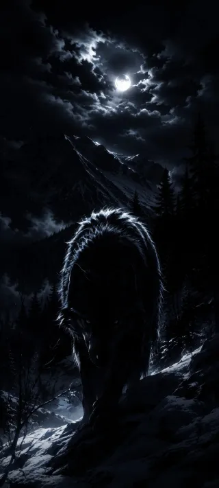 Wolf Under Moonlight phone wallpaper