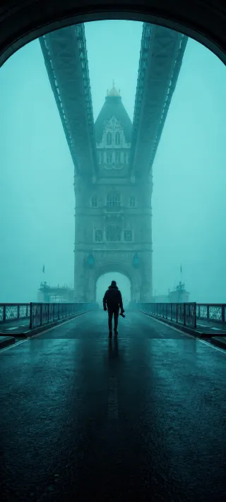 Lone Walker at Tower Bridge phone wallpaper