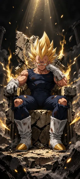 Vegeta on the Broken Throne phone wallpaper