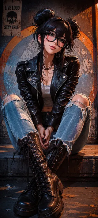 Punk Girl in Boots phone wallpaper