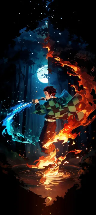 Tanjiro Kamado pose phone wallpaper