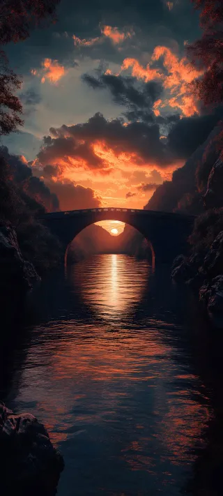 Sunset Bridge phone wallpaper