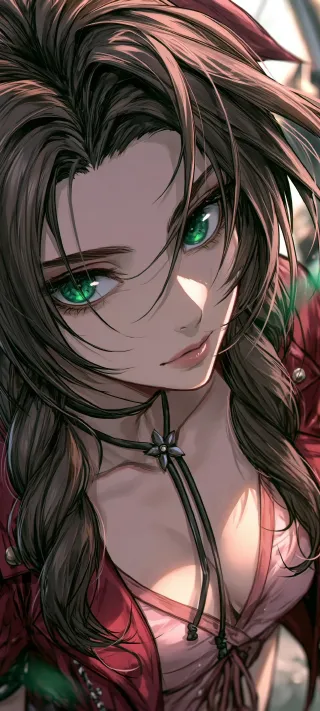 Aerith's Verdant Eyes at Dusk phone wallpaper