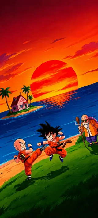Sunset Over Master Roshi's Isle phone wallpaper
