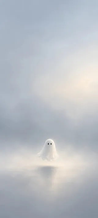 Little Ghost in Fog phone wallpaper