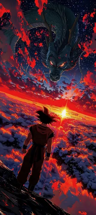 Goku and the Eternal Dragon phone wallpaper