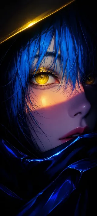 Blue-Haired Wanderer phone wallpaper