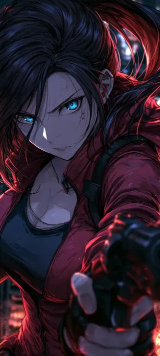 Drawn Aim Resident Evil Jill phone wallpaper
