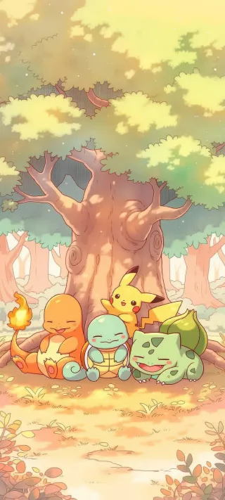 Forest Nap with Starters phone wallpaper