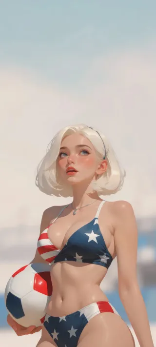 White-Haired Volleyball Player phone wallpaper