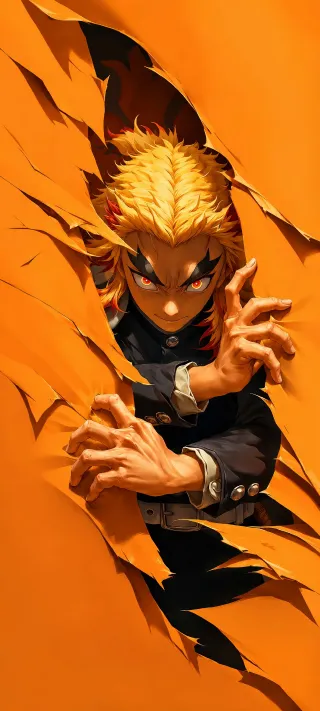 Kyojuro Rengoku Through Flame phone wallpaper