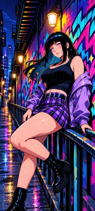 Graffiti Alley Hinata phone wallpaper