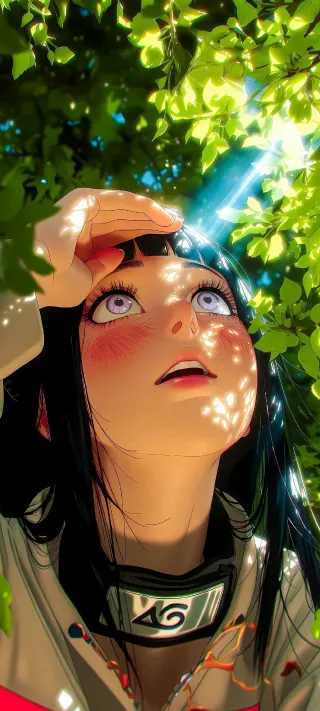 Hinata Under the Leaves phone wallpaper