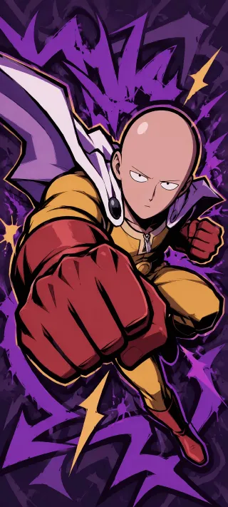 Saitama's Decisive Punch phone wallpaper